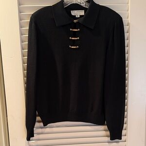 St. John  Black Sweater with Gold Accents